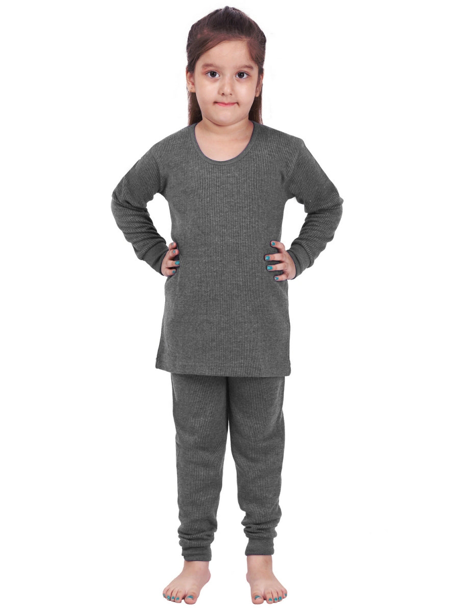 Buy toyific Unisex Kids Solid Cotton Blend Round Neck Thermal Innerwear Top  & Full Pant, Warm Thermal Wear