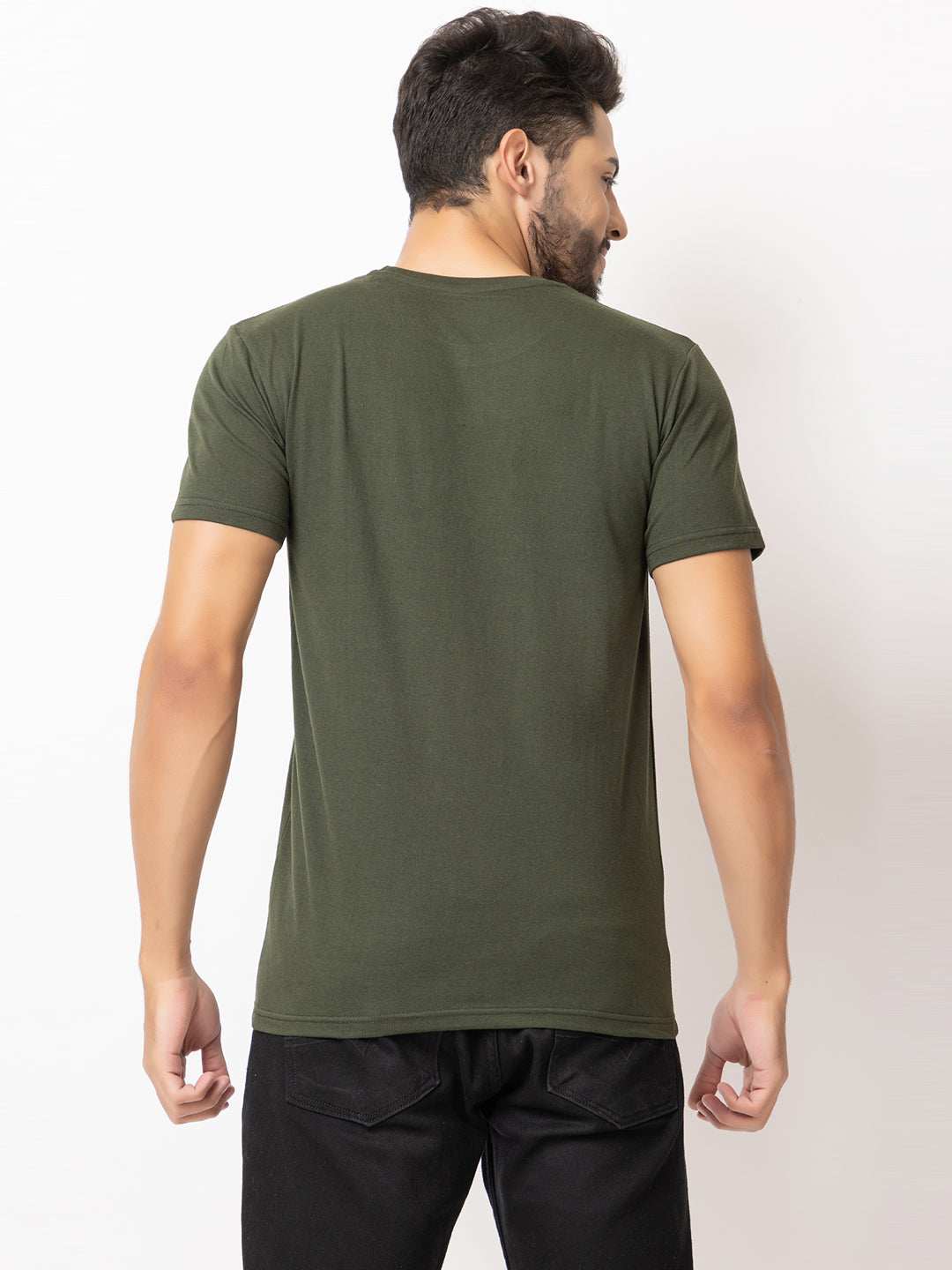 Lexon | Pc Cotton | Round Neck | Half Sleeve | T-shirt For Men (Olive)