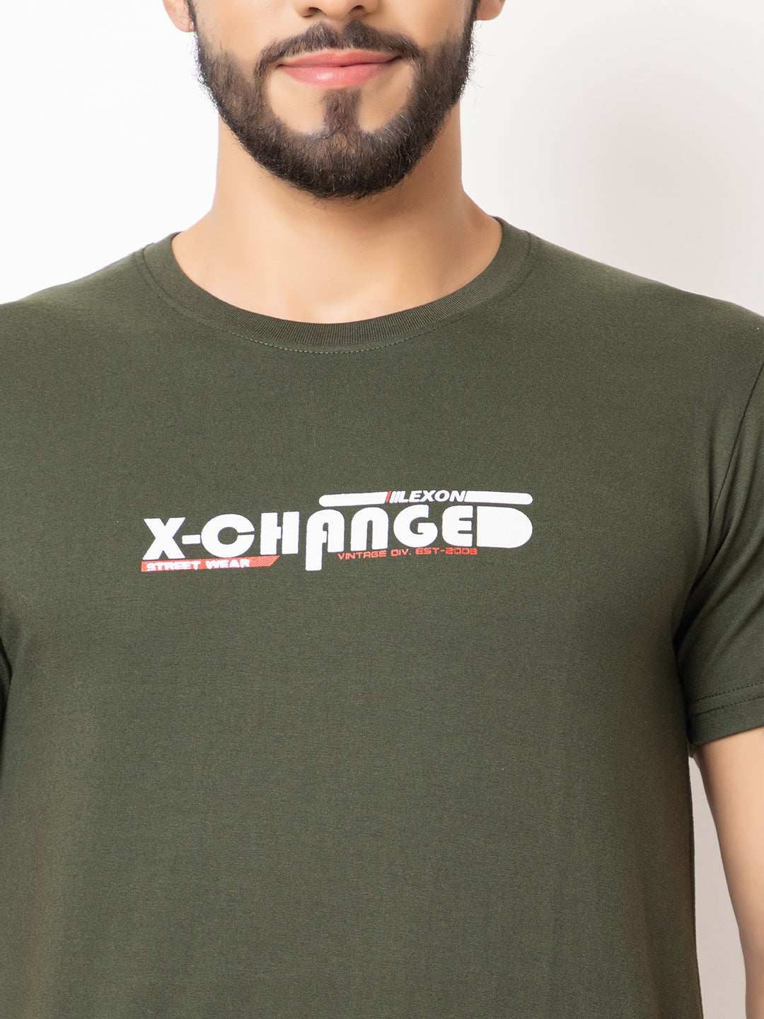 Lexon | Pc Cotton | Round Neck | Half Sleeve | T-shirt For Men (Olive)