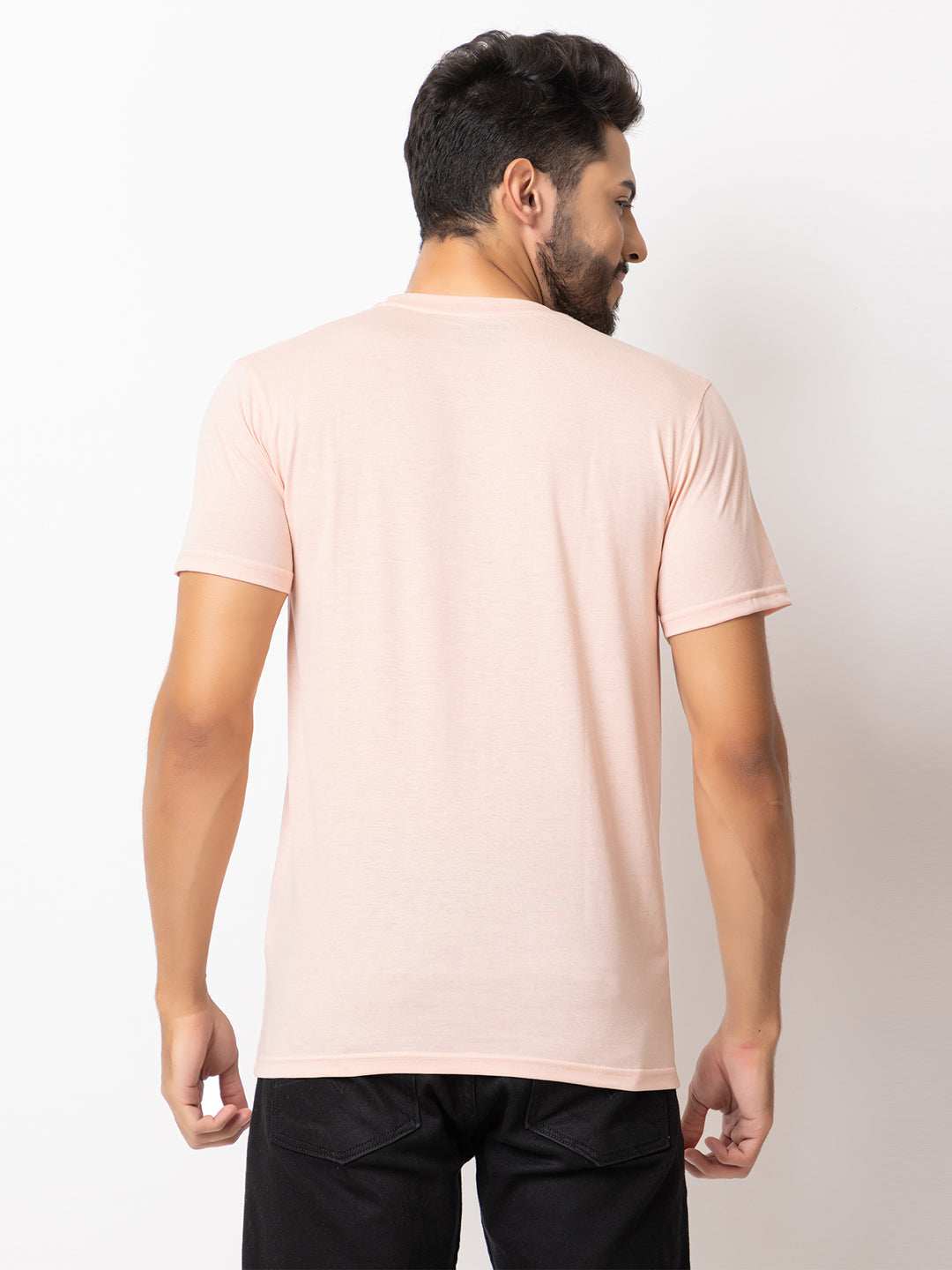 Lexon | Pc Cotton | Round Neck | Half Sleeve | T-shirt For Men (Peach)