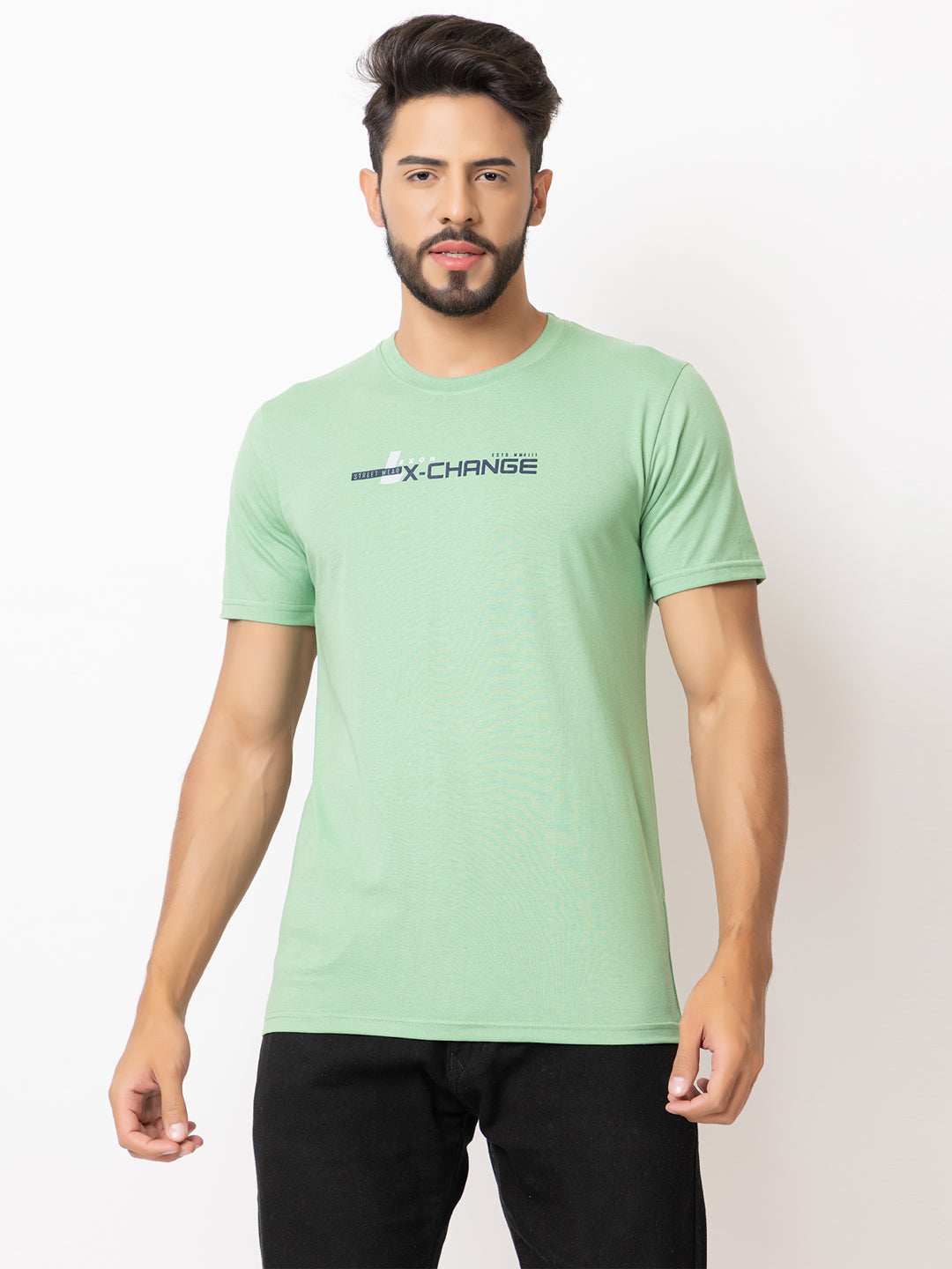 Lexon | Pc Cotton | Round Neck | Half Sleeve | T-shirt For Men (B Green)